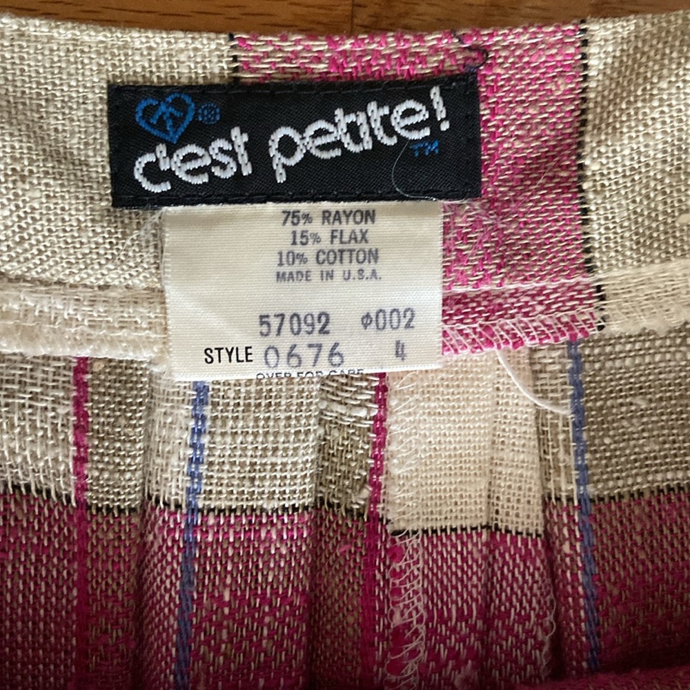 C’est Petite EUC Vintage Pleated Flax Blend Skirt - Picture 3 of 9